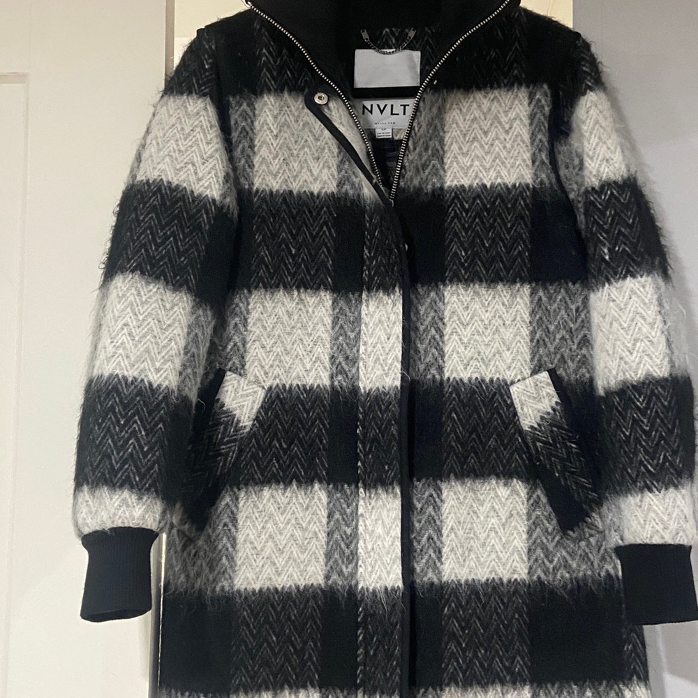 NVLT Black and White Plaid Coat - Picture 5 of 6